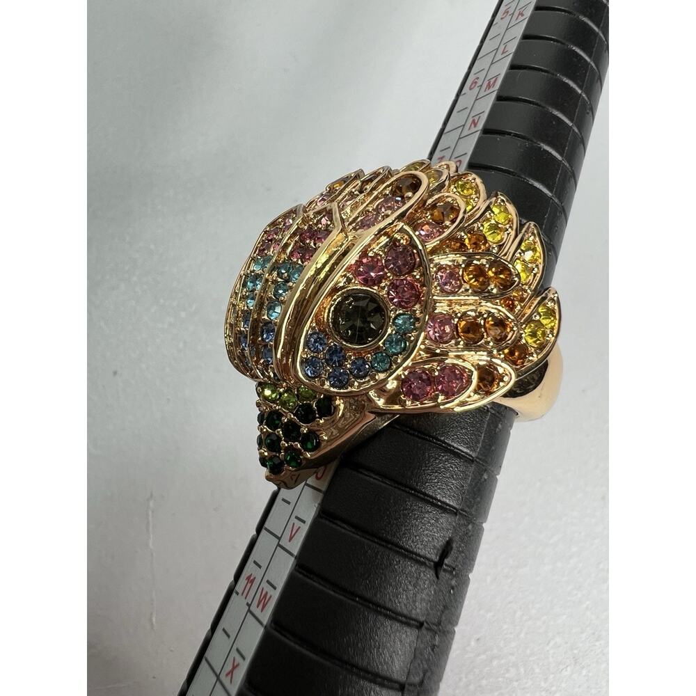 Kurt Geiger Eagle Crystal Brass Ring Multicolor Rainbow Size 9 New - Picture 8 of 13